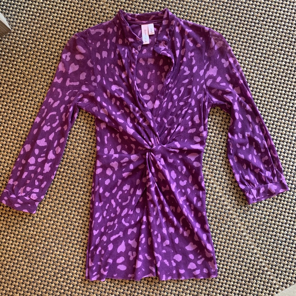 Super Cute Pink/Purple Leopard Print Mesh Shirt! - image 1